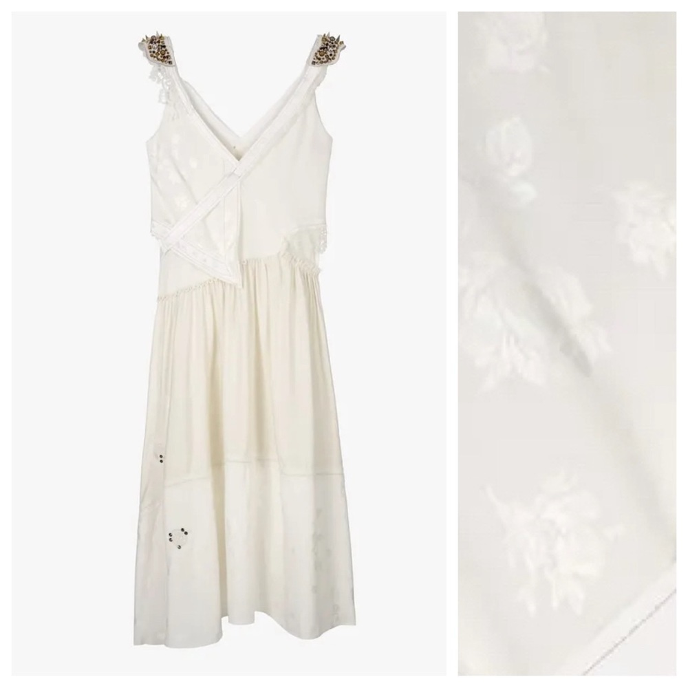 NWT. Zara Atelier Limited Edition Oyster White Studded Maxi Dress. Size S. - Picture 7 of 15